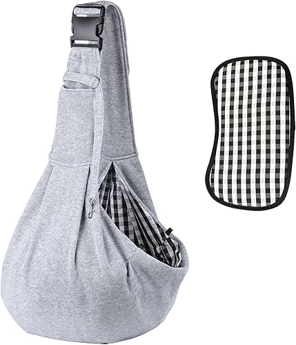 Kanemc Transportador para perros pequeños, gatos, cachorros, mascotas de hasta 16.5 libras, cómodo soporte inferior duro, correa acolchada