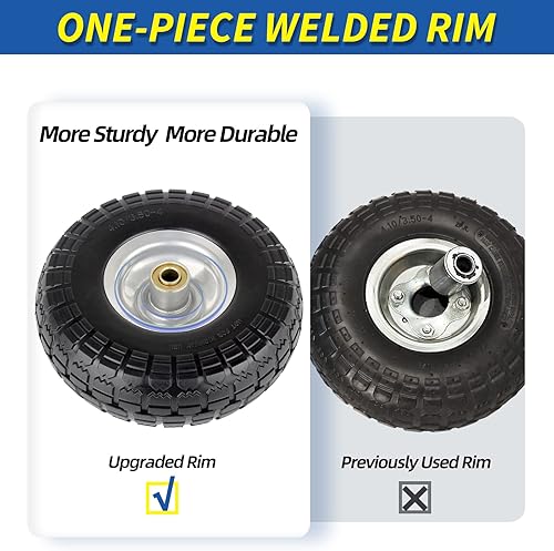 Vista 6 de GICOOL - Llanta sólida y rin, 4.10/3.50-4", 10", llanta de alta resistencia, agujero para eje de 5/8", cubo con desplazamiento de 2.2