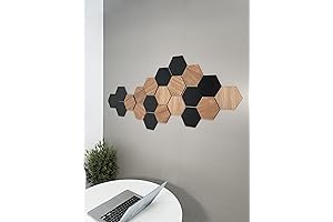 Walnut Hexagon, Honeycomb Wooden Wall Decor 3D Hexagonal Panels for Home Decor