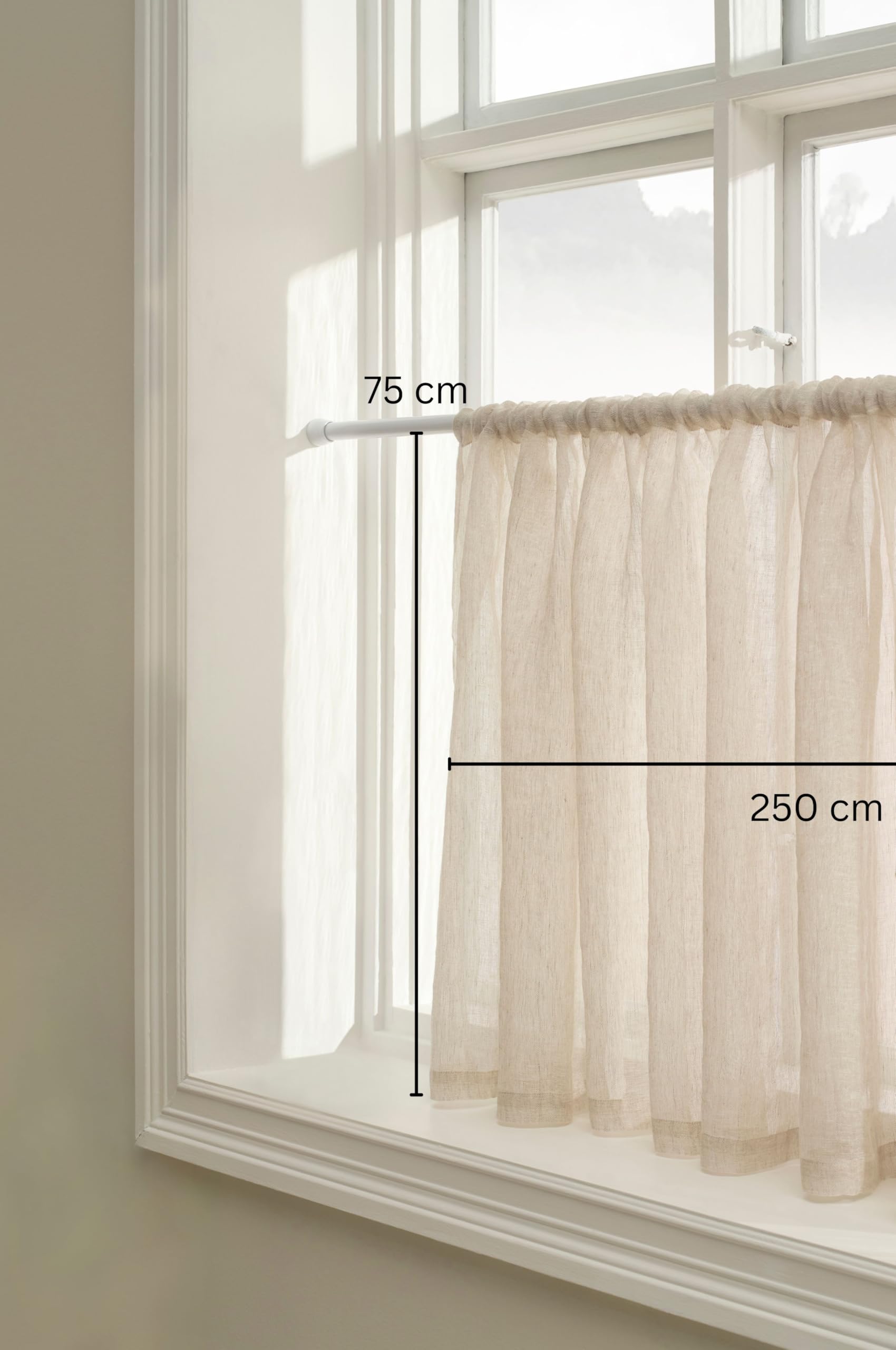 JOTEX Ellen - Tende corte in lino, larghezza 250 cm, 100% lino, 1 pezzo, 75 x 250 cm