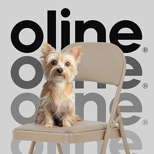 Miniatura 8 de Oline Sillas plegables de vinilo, sillas acolchadas de vinilo con marco de metal duradero, sillas plegables apilables para interiores y exteriores,