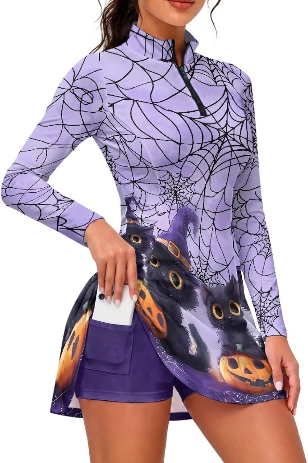 AFPANQZ 2026 Long Sleeve Athletic Dress 1/4 Zip Casual Golf Dress for Women