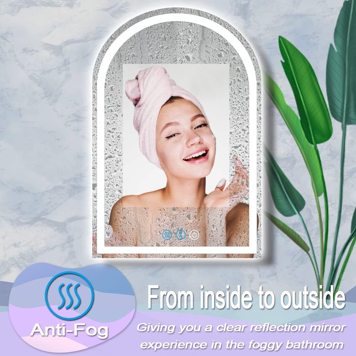 32 x 24 Inch LED Arch Mirror with Lights AntiFog 3 Color Adjustable Brightness Frontlits 32" Arched Lighted Vanity Mirror for Bathroom Wall Mounted Makeup Tabletop Smart Arch Light up Mirrors