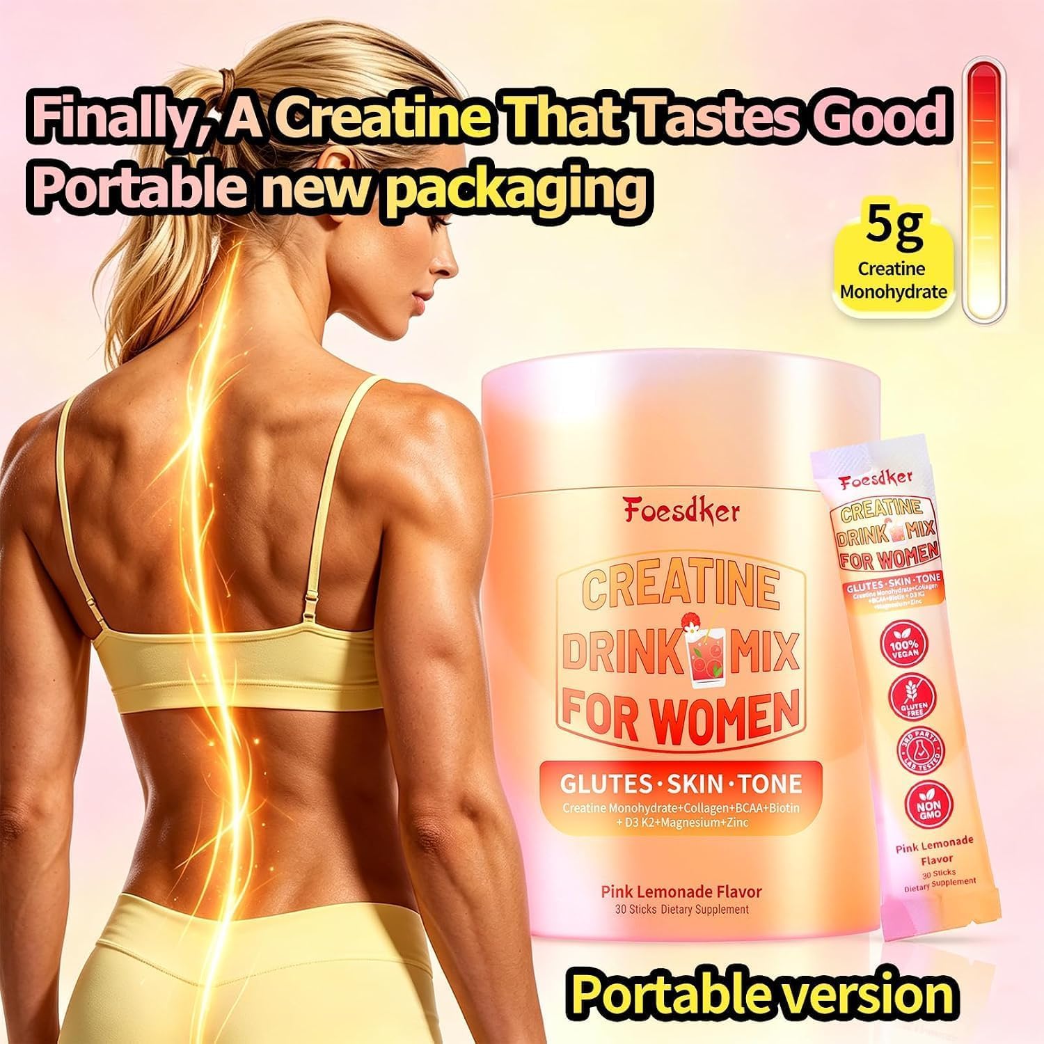 Creatine Powder for Women,Pink Lemonade Flavor – 30 Servings — Amazon image 5