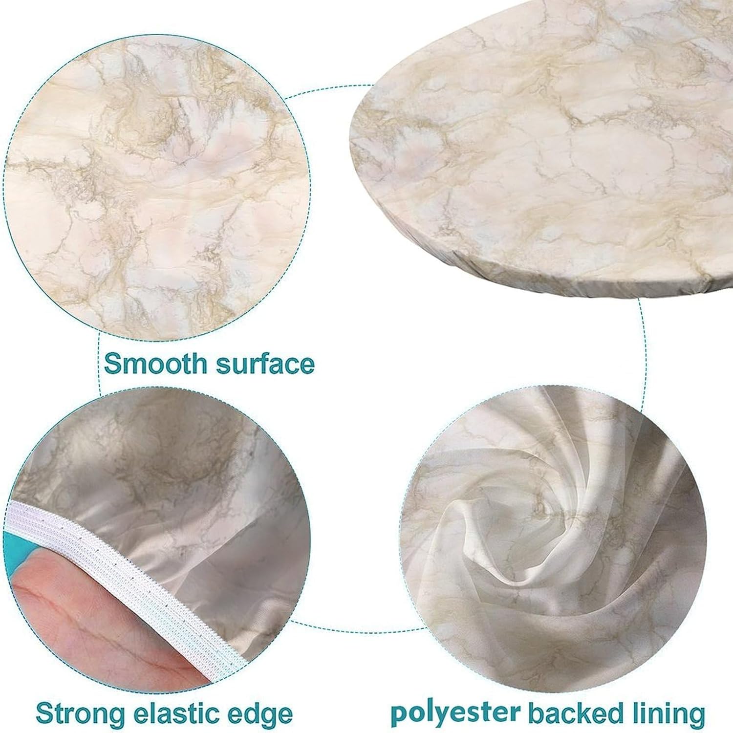 Marble Print Oval Tablecloth Fitted Waterproof & Stain Resistant Elastic Large Oval Tablecloth Table Cover for Kitchen and Dining Room Fits for 52 x 70 Oval Table