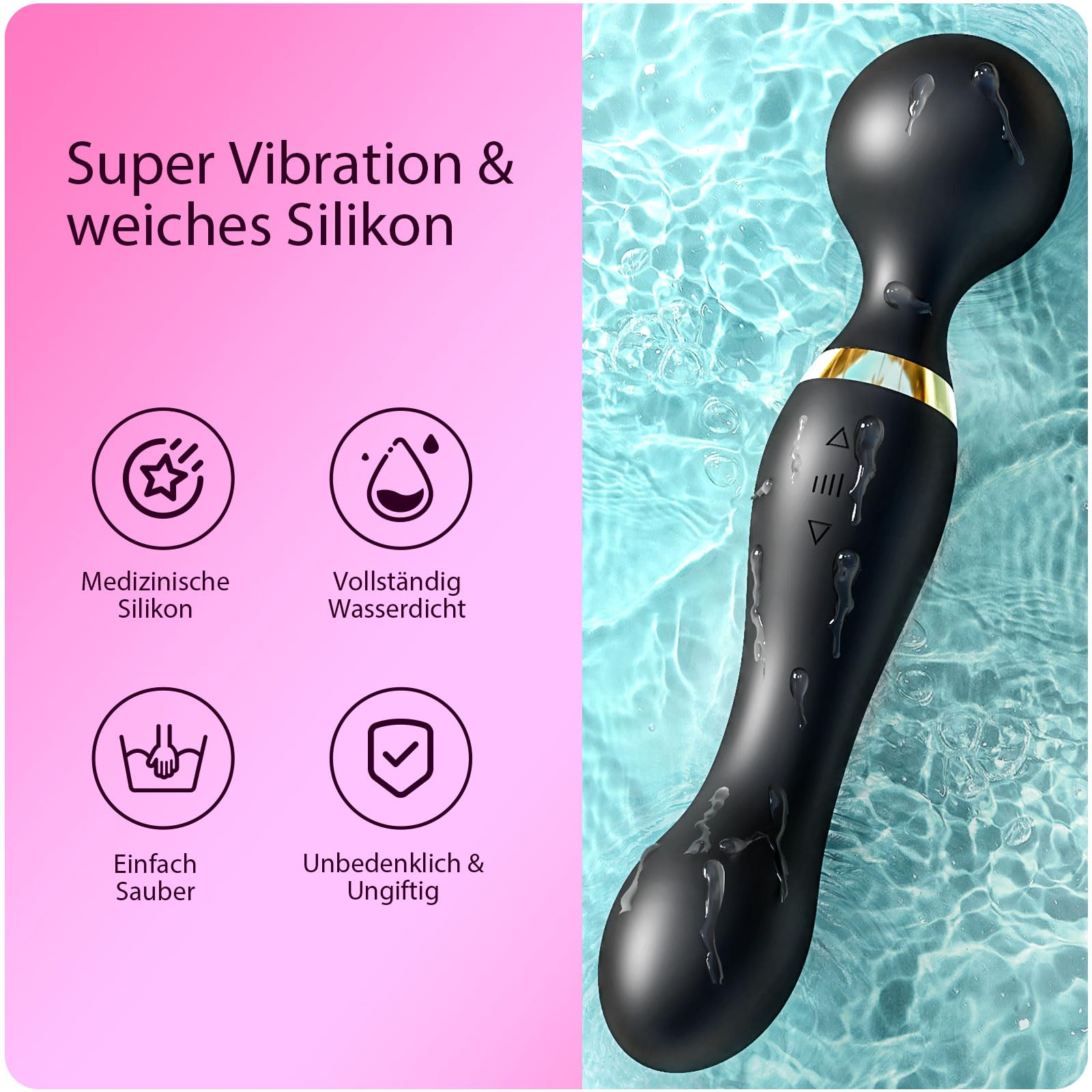 Doppia testa femminile Sextoys vibratori femminili Dildo, 20 modalità e 8 velocità, Sextoys per il sesso godere Sextoyse anale Anus vibratori clitoridei femminili personali e di coppia (Nero)