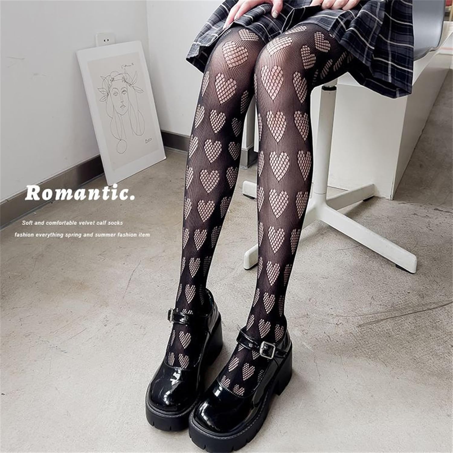 Women Lolita Tights with Bows Cute Mesh Hallow Harajuku Stockings 80S 90S Female Girls Gothic Lace Stockings Leggings - Image 3