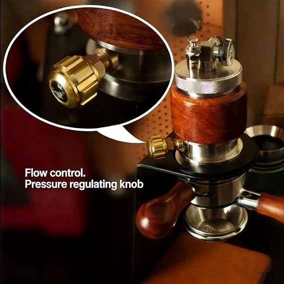 Pneumatic Espresso Machine, Portable Coffee Maker with 58mm Powder Bowl, Pressure Valve, Flow Control, and Detachable Design for Outdoor and Camping Use