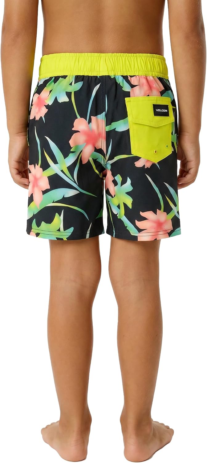 Volcom Boys' Toddler Elastic Waist Boardshort – UPF 50+ Quick Dry Lined Swim Trunks- Little Boys