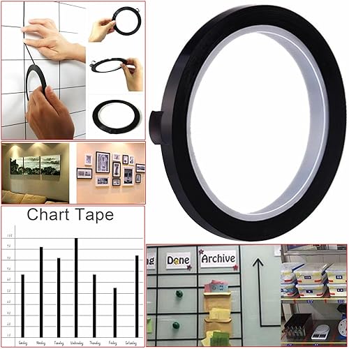 Miniatura 9 de Paquete de 12 cintas adhesivas de 18 pulgadas de ancho para pizarra blanca autoadhesiva línea de borrado en seco 216 pies de largo por rollo