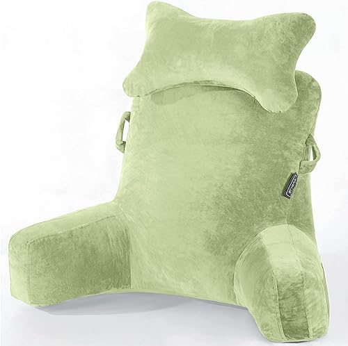 Miniatura 12 de SLIGUY Almohada de lectura, almohada de descanso para cama con rollo de cuello desmontable y brazo de apoyo superior para sentarse en la cama, sofá