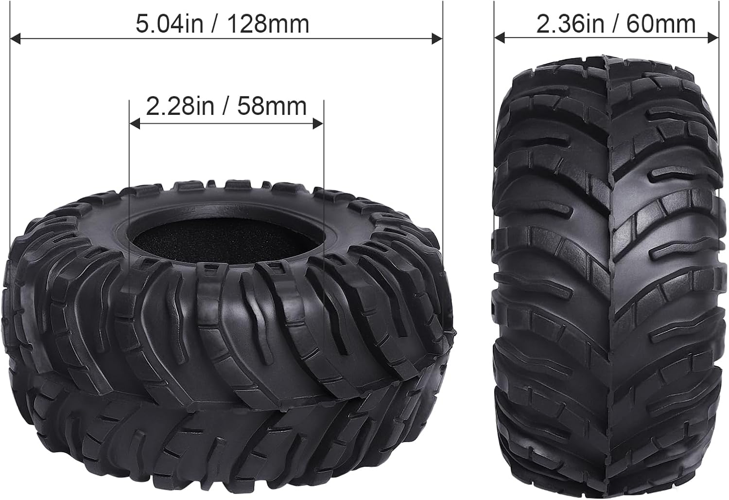 HobbyPark 2.2 Mud Tires Crawler Tyres fit 2.2 Beadlock Wheels for Traxxas TRX4 Axial SCX10 II III Redcat Gen8 Gen7 Everest 10 Rock Crawling with Foam, 4Pcs