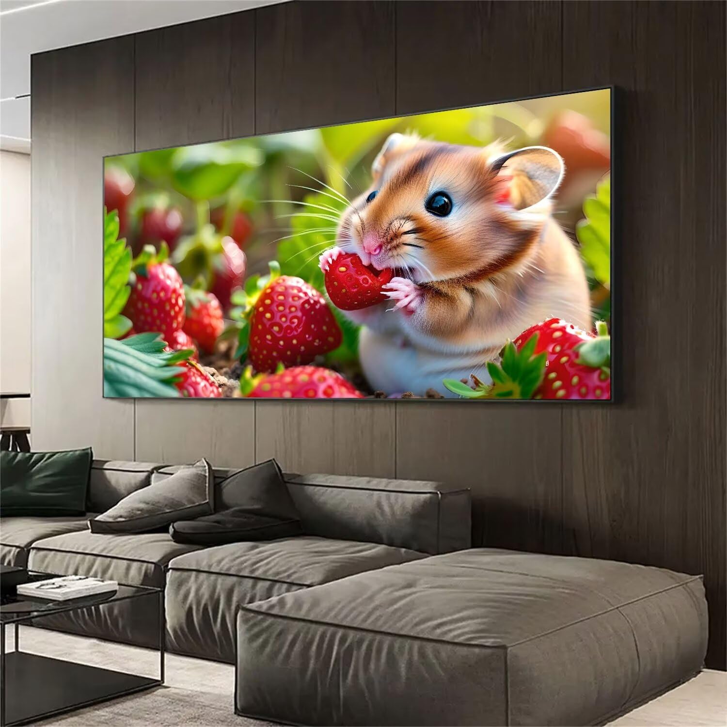 Strawberry Diamond Painting Animal Diamond Art Kits for Adults, Full Drill Diamond Art Painting, 5D Diamond Dots Crystal Arts and Crafts Pictures for Home Wall Decor Gifts for Women 71 x 140 cm Y-776