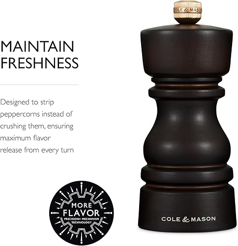 Miniatura 4 de Cole & Mason H233016 London - Molinillo de pimienta de madera de chocolate, mecanismo de precisión + carbono, molinillo de pimienta con molienda