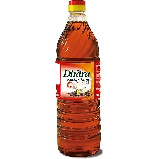 Dhara Kachi Ghani Mustard Oil Bottle, 1L