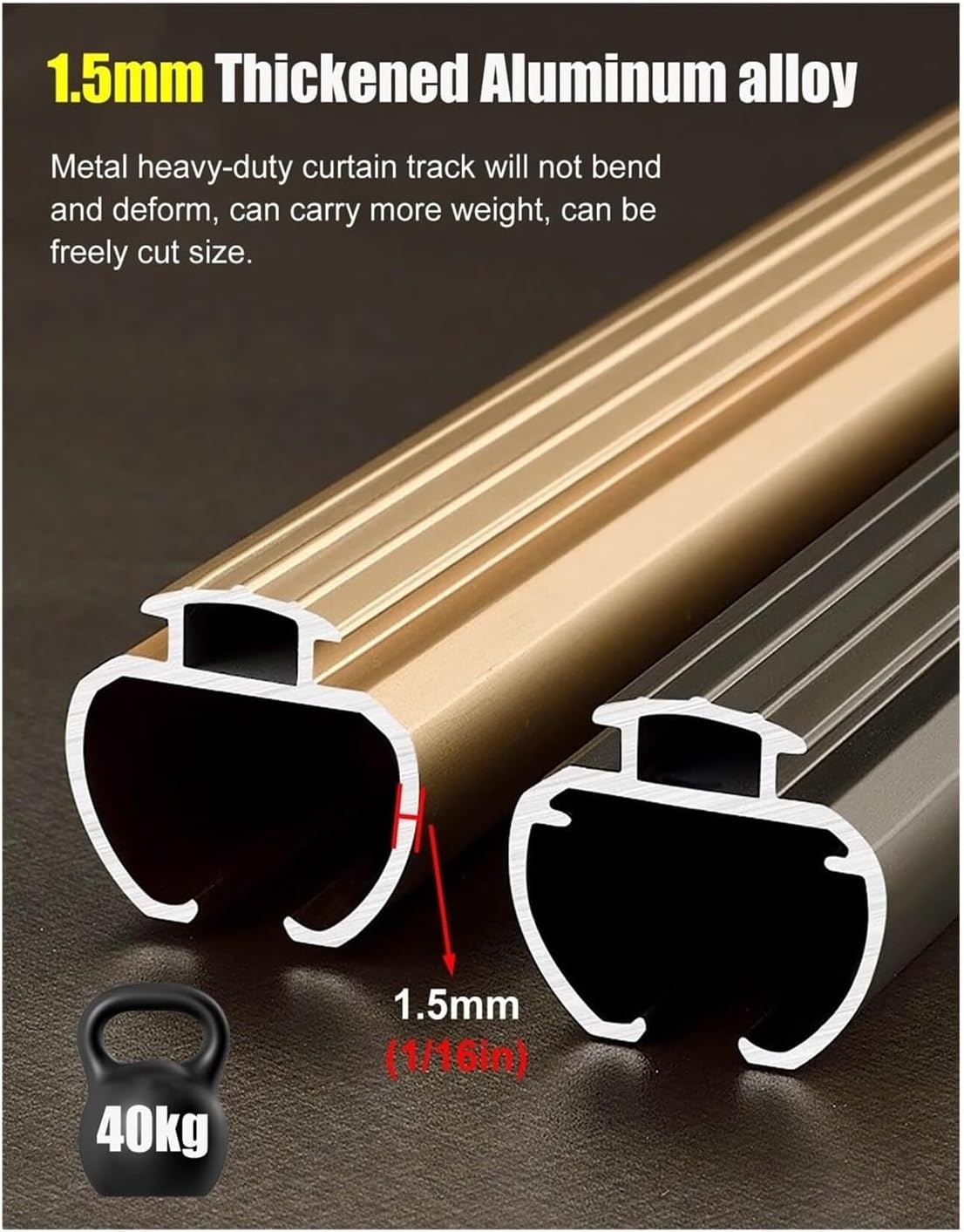 Curtain Rail Double Curtain Track Wall Mounted, Decorative Bay Window Curtain Pole With Complete Kits, Home Balcony Living Room Drapes Rod Double Rails(2.1m(6.9ft))