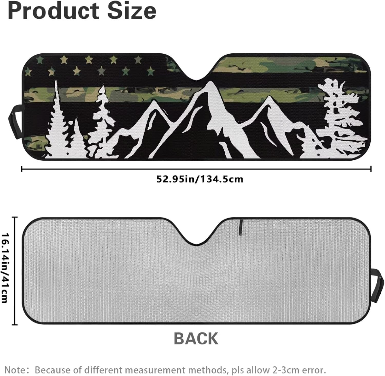Pensura Windshield Sun Shade for Wrangler TJ JK JL & Gladiator JT 2/4 Door-Blocks UV Rays Sun Visor Protector,Car Sunshade Keep Your Vehicle Cool,Mountain US Flag Car Window Shade