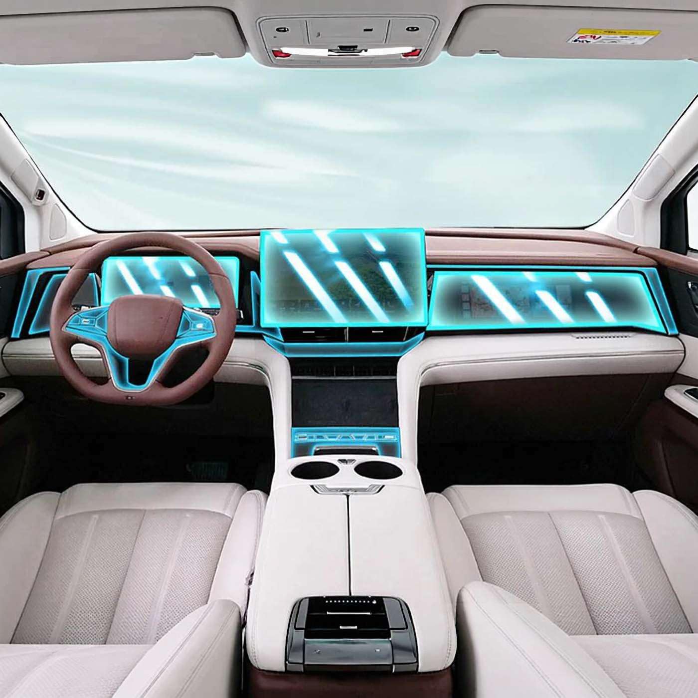 Car Interior Center, for BYD M9 2025 Anti-Scratch Console Media Dashboard Navigation TPU Protector Film