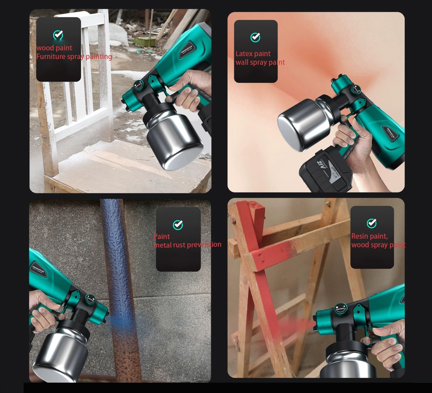 "Spruzzatore di vernice Spruzzatore elettrico con viscosit�� massima 100 DIN/s, controllo del flusso di aria e vernice regolabile, 3 modalit�� di spruzzatura(Color:c)"