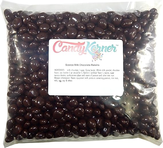Sconza Milk Chocolate Covered Raisins 1 Pound (16 OZ) By Candy Korner
