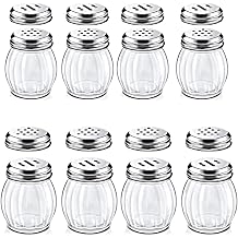 Glass Spice Shaker Set with Stainless Steel Top, 6 Ounces, 8-Piece, Salt and Pepper Dispensers 8