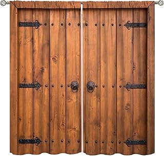 Rustic Wooden Curtains - Vintage Barn Door Farmhouse Cottage Decorative ...