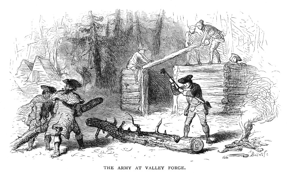 Valley Forge Huts 1777 Ngeneral George WashingtonS Army Building Rude Log Huts At Valley Forge During The Winter Of 1777-78 Wood Engraving 19Th Century Poster Print by (24 x 36)