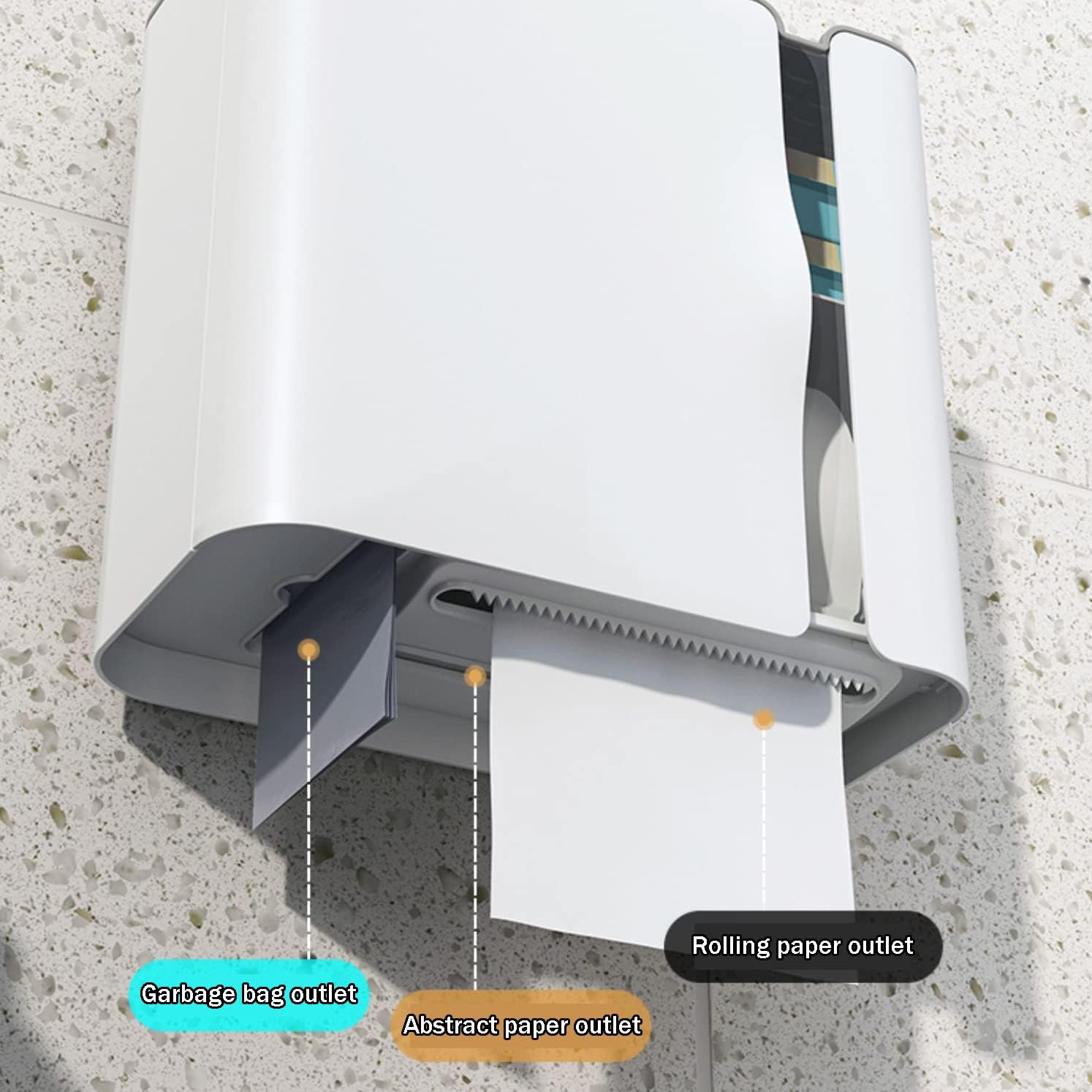 Toilet Paper Holder Wall Mounted Tissue Roll Holder with Shelf Organizer with Storage Shelf Wall Tissue Roll Holder for Bathroom Kitchen Cabinet -White