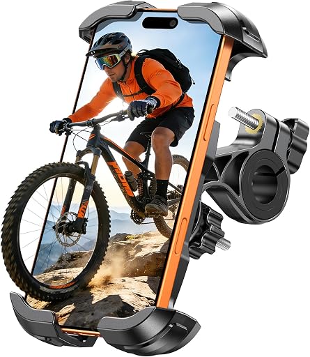 Zewdov Bike Phone Mount [Secure Grip][Anti-Drop], Upgrade Bike Phone Holder [1s Stable Lock], 360° Rotatable Phone Holder for Mountain Bike/ATV, Fits for iPhone/Samsung 4.7-6.9", Screw Mount