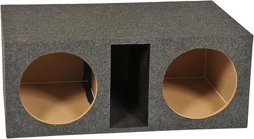 Q Power HD212VL - Caja de subwoofer con doble ventilación de 12 pulgadas, carcasa con puerto extra grande de 2 agujeros con frontal MDF de 1