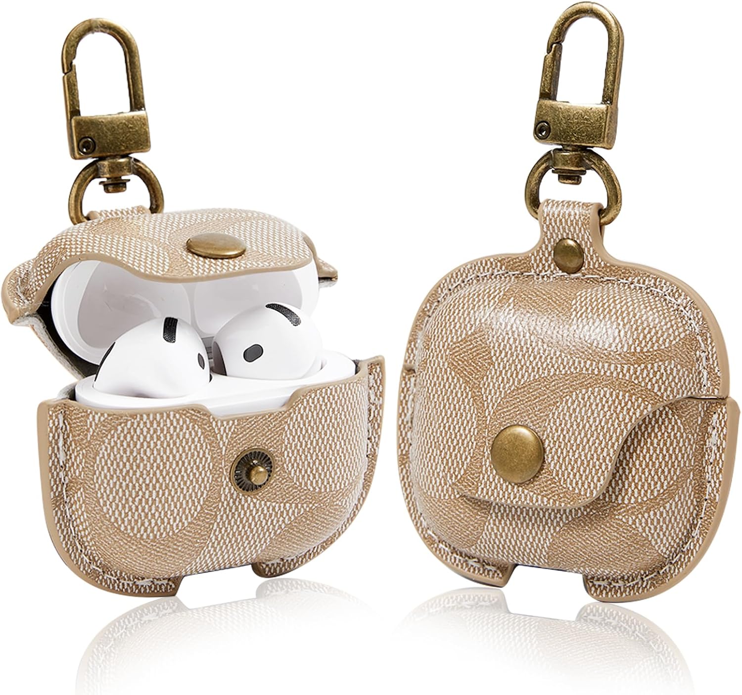 for AirPods 4 Case 2024, Full-Body Protective AirPods 4th Case Cover for Women Men Compatible with AirPods 4th Wireless Charging Case with Keychain-Brown
