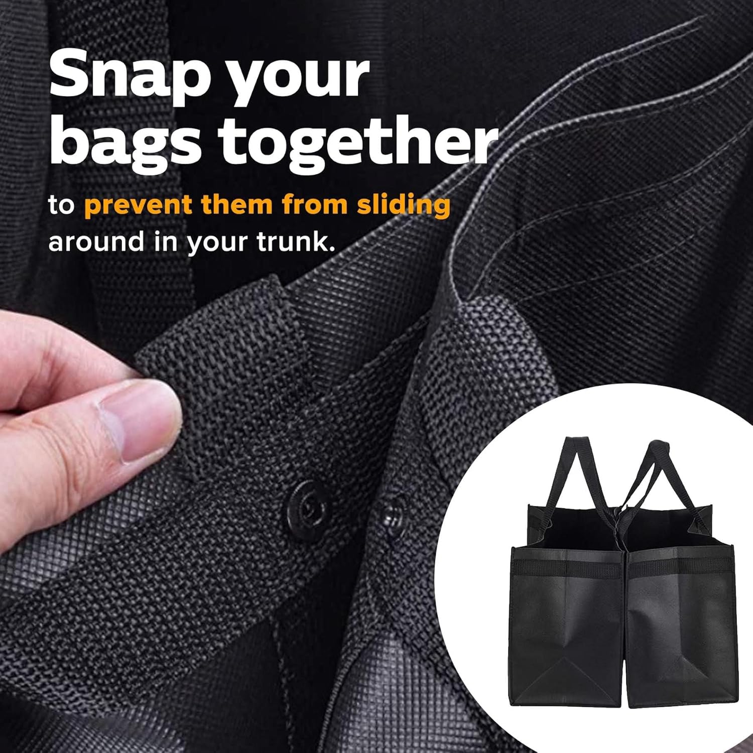 Homemell Heavy Duty Reusable Grocery Bags, Large Collapsible Tote Bag Holds 100 LBS, Extra-Strength Premium Material (Black, 4-Pack) - Image 6