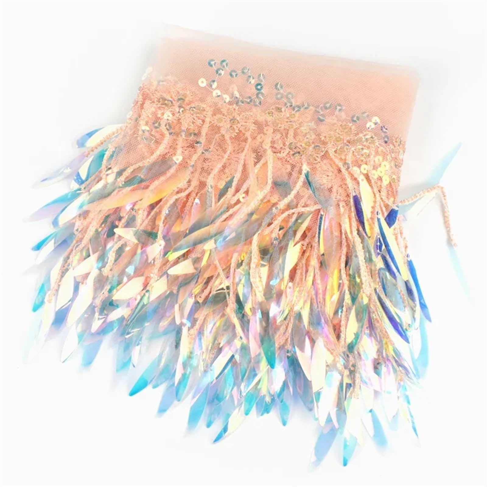 Fransenborte 1/2/4 Yards Pailletten Quasten Fransen Mesh Spitzenbesatz Kleid Kleidung Band Dekor Nähen Stoff DIY Handwerk Zubehör