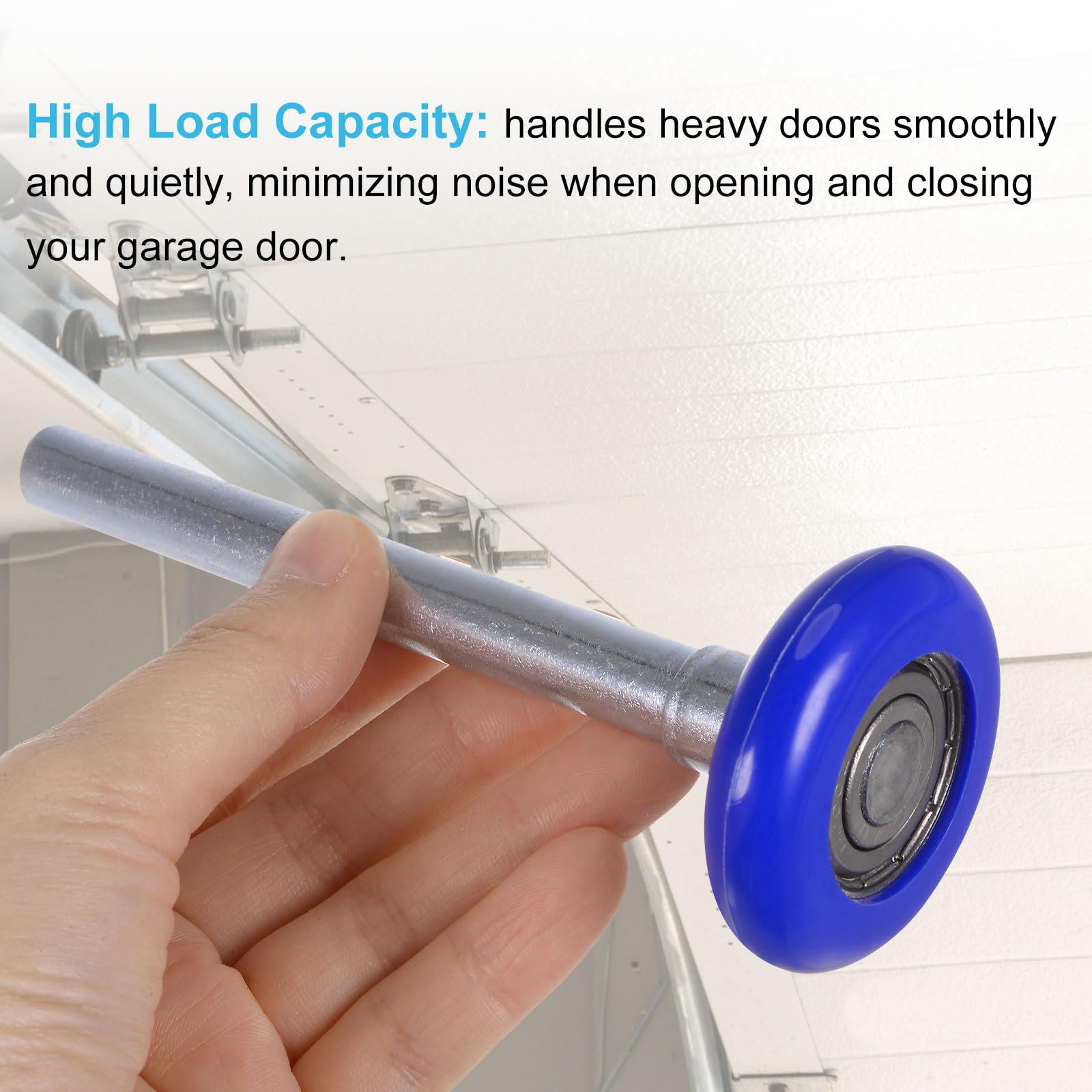 QUARKZMAN 12pz Rulli per Porte Garage in Nylon da 1.8" per Binario da 2" del Garage, Ruote Silenziose da 4.25" con Canna, Cuscinetto di Precisione 6200zz a 8 Sfere, Blu