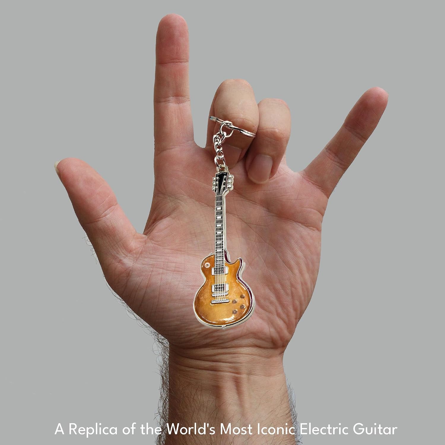 Replica Electric Guitar Keyring | Solid Metal Alloy | Rock Legend Replica | Music Gift for Guitarists | Collectable Keychain | Backpack Charm, Slash, 80mm x 3mm image 2