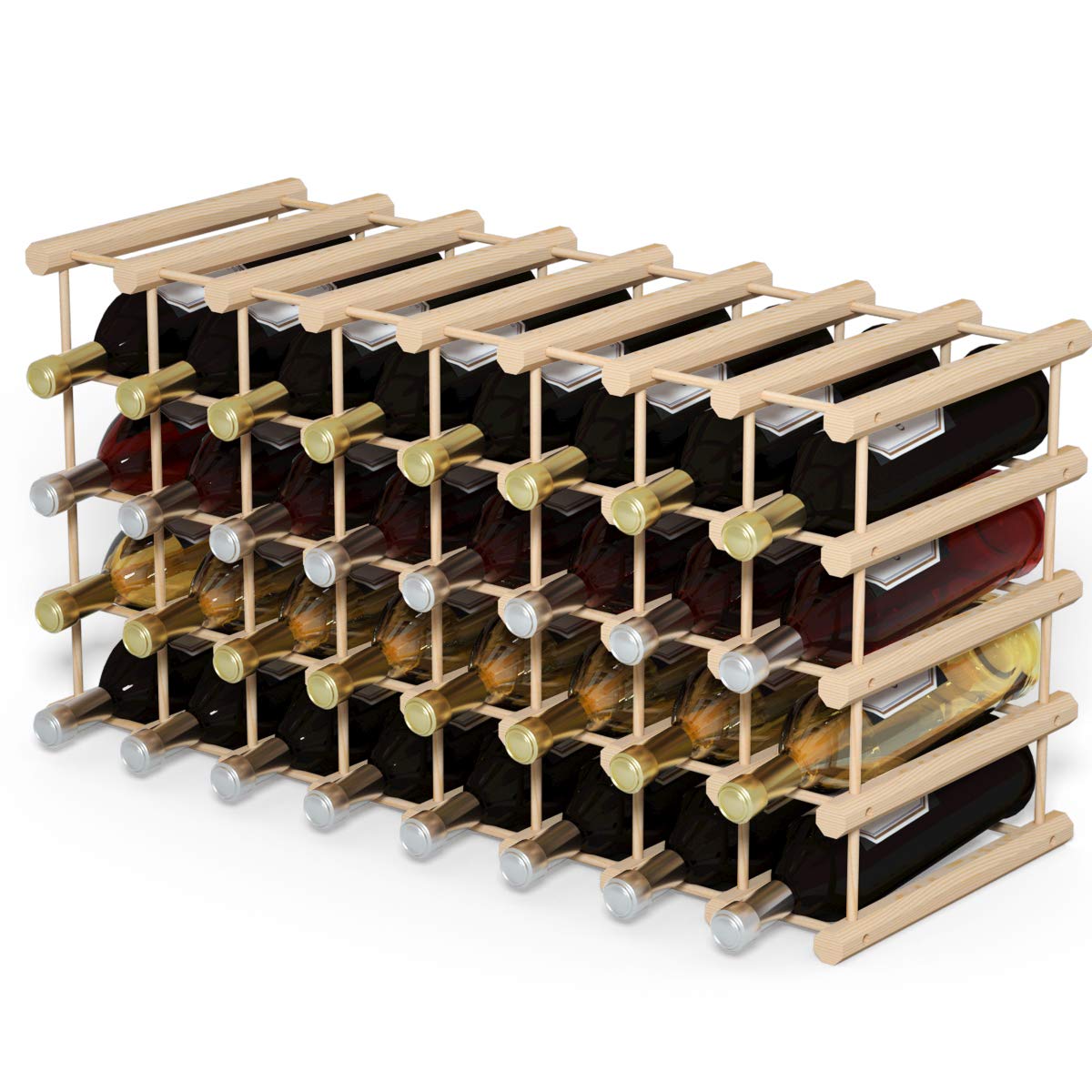 GiantexUK Wooden Wine Rack, 36 Bottle Wine Display Shelf, Freestanding Wine Bottle Organizer for Home, Restaurant, Bar and Wine Cellar