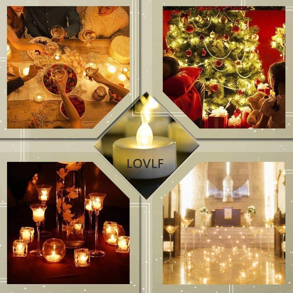 50-PACK Flameless Tea Light Candles LED Tea Lights Flickering Amber Warm Yellow Lamp Battery Powered for Party, Wedding, Birthday, Gifts and Home Decoration