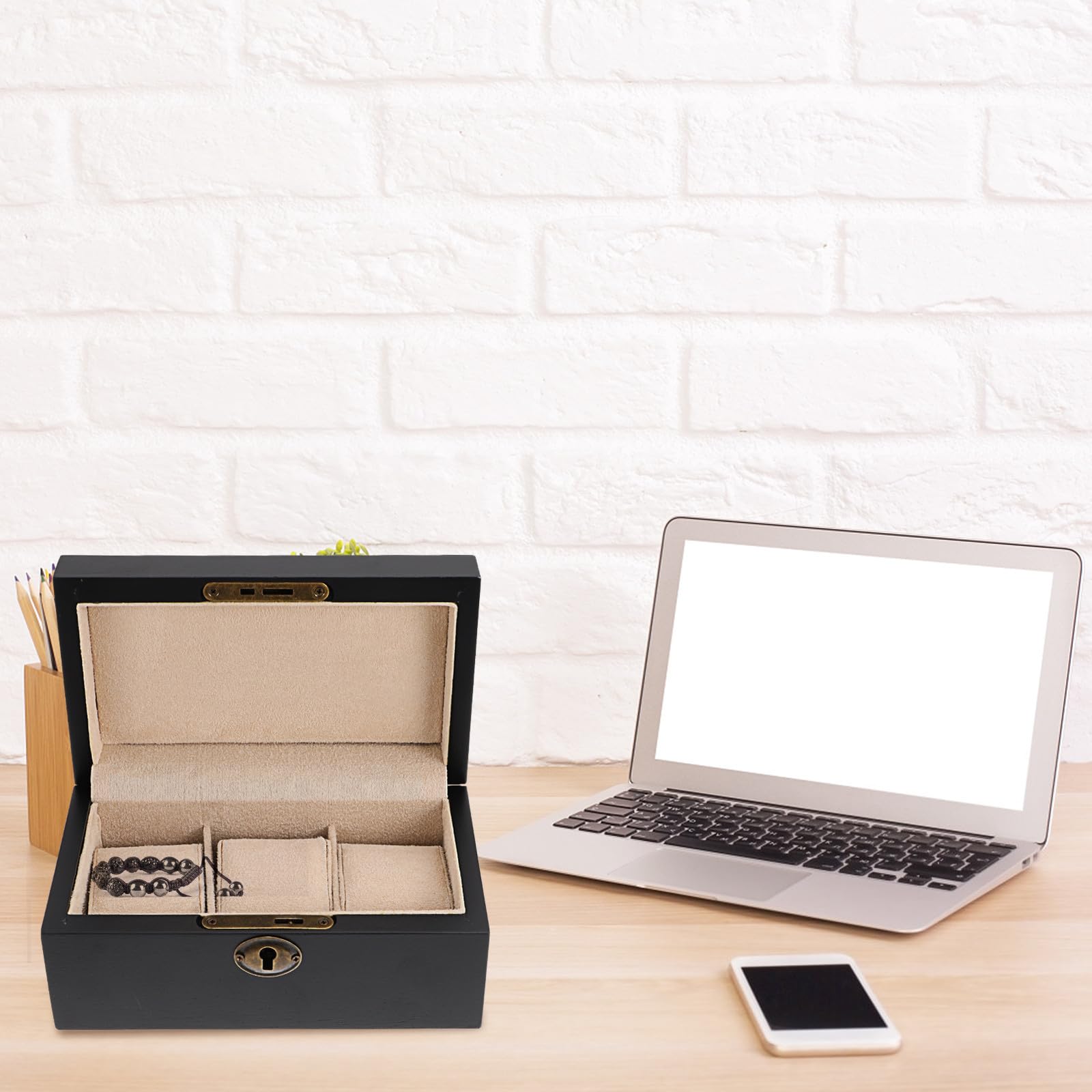 Tofficu Caja de Almacenamiento de Relojes de Madera Negra para Joyas