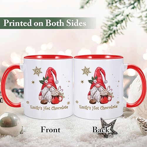 Miniatura 2 de Taza de Navidad personalizada con nombre personalizado, taza de café de Navidad divertida con gnomo de Papá Noel, taza de té de cerámica de 11