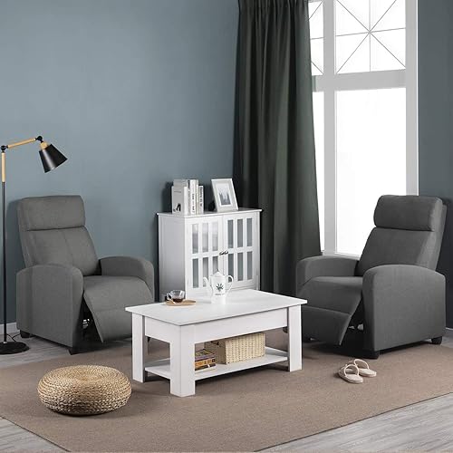 Miniatura 4 de Yaheetech Silla reclinable de tela para asientos de cine en casa, sofá reclinable moderno para sala de estar individual con bolsillo, color gris