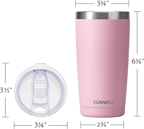 Miniatura 3 de SUNWILL - Vaso térmico para café de 20 onzas con tapa deslizante a prueba de derrames, de acero inoxidable, de doble pared, vaso de viaje