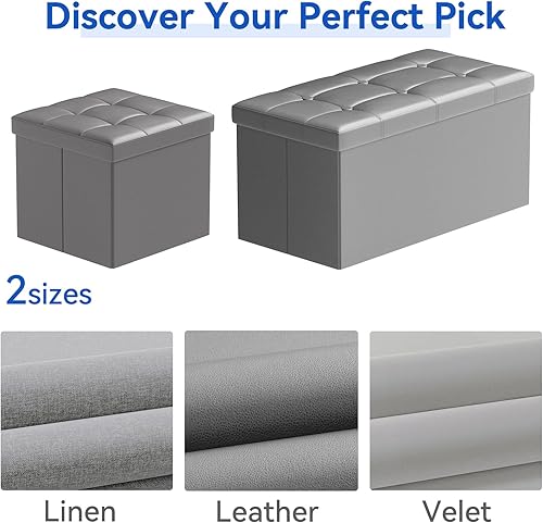 Miniatura 8 de BRIAN & DANY Banco otomano de almacenamiento de 30 pulgadas, otomano de piel sintética con almacenamiento, zapato de banco plegable, taburete