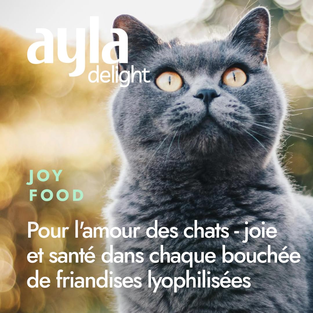 AYLA Lot de 5 paquets de friandises pour chat lyophilisées de qualité supérieure - Riche en protéines - Booster vital pour le pelage et les muscles - Pour chatons et chats adultes (140 g, mélange de