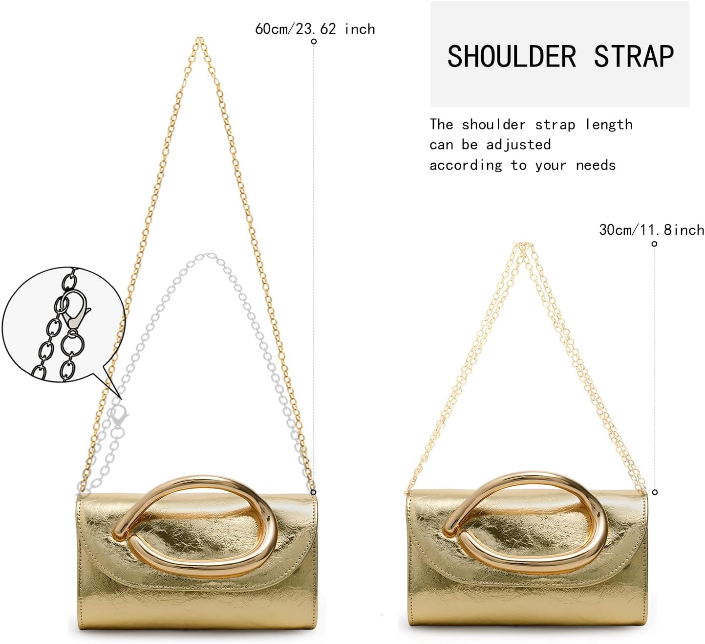 CARIEDO Flip Envelope Clutch for Women -Metal Handle Shoulder Crossbody Purse for Wedding Party