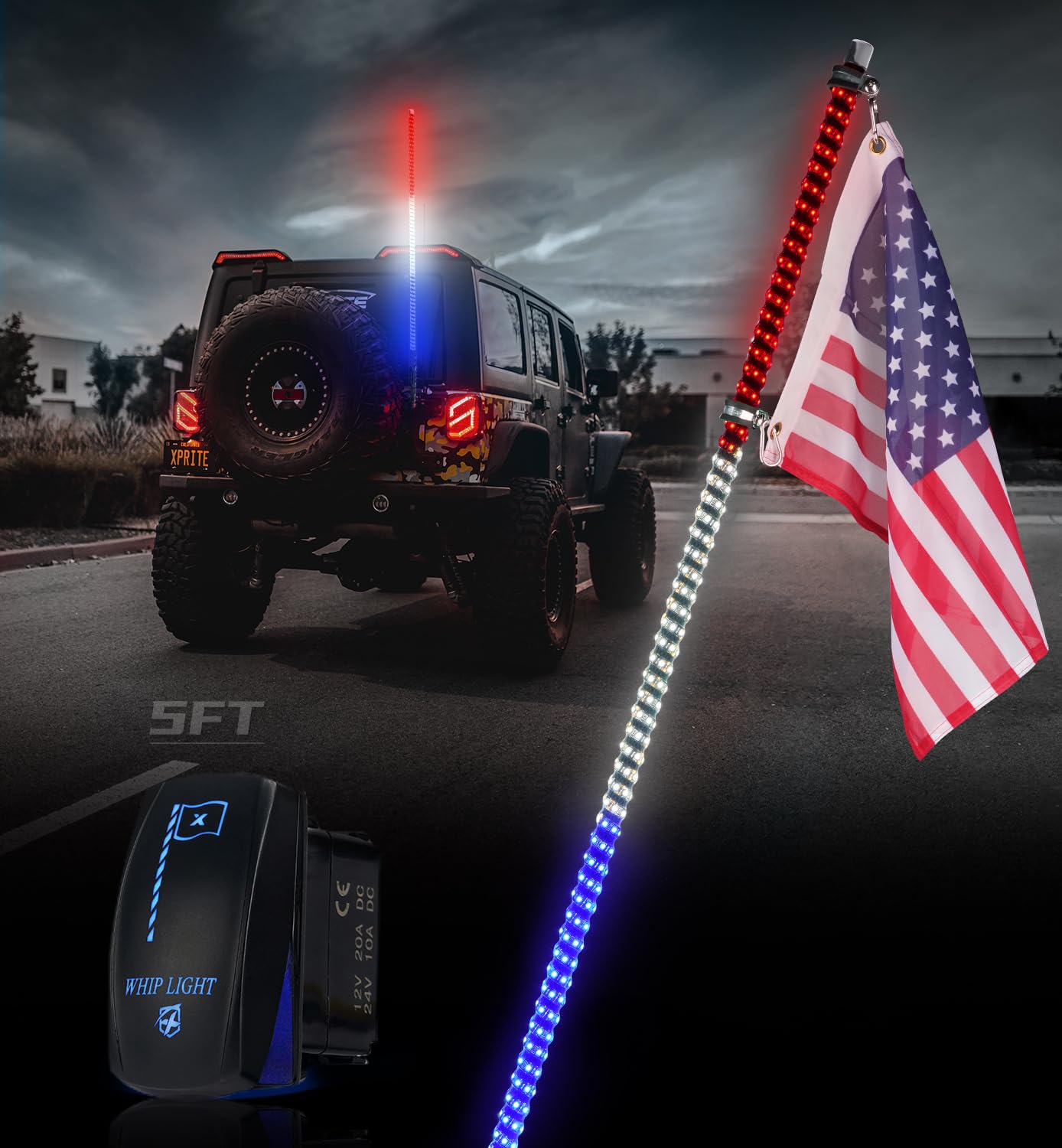 Amazon.com: Xprite 1PC 5FT Red White Blue Spiral LED Whip Lights