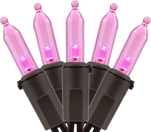 Miniatura 13 de YULETIME Juego de 200 luces LED rosas de Navidad, 66 pies, cable blanco, certificado UL, grado comercial, juego de luces navideñas