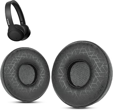 Krone Kalpasmos Replacement Earpads for Sony WH-H810, Premium Soft Protein Leather Ear Cushions for Sony WH-H810 Wireless Headphones, Classic Black