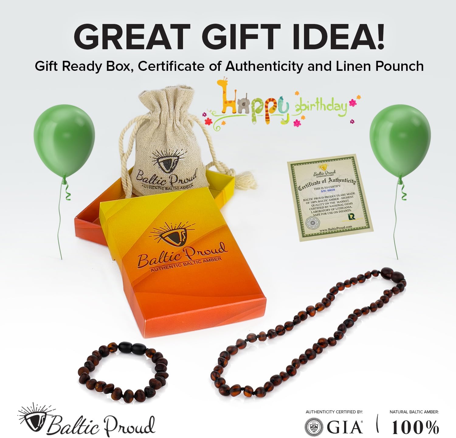 Baltic Proud Amber Necklace and Bracelet Gift Set (Unisex Cherry Raw 12.5 Inches/5.5 Inches) - Certified Premium Quality Raw Baltic Sea Amber - Image 4