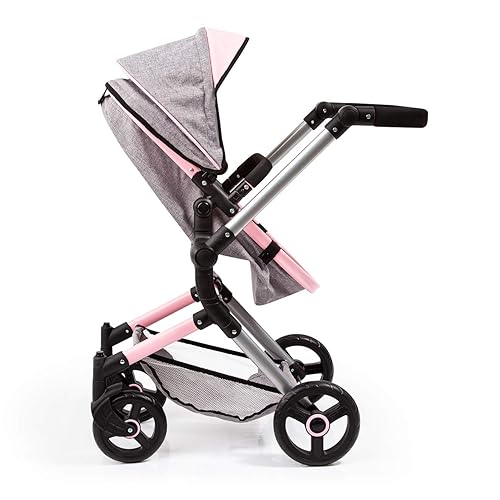 Miniatura 15 de Bayer Cochecito versátil City Vario - Mariposa gris y rosa para muñecas de hasta 20 pulgadas con mango ajustable y funcionalidad reversible, niños