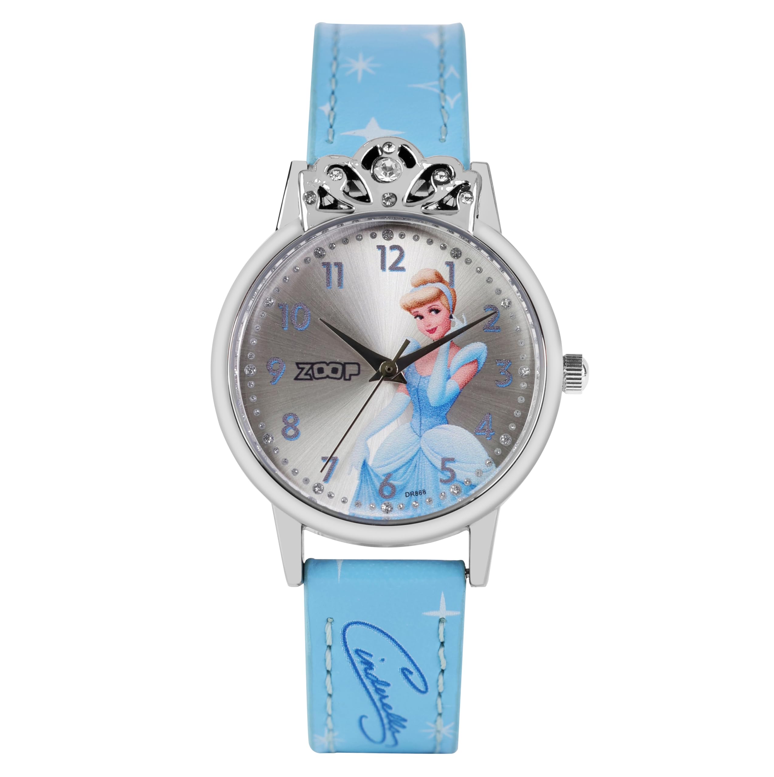 Zoop Disney Cinderella Analog Watch with Silver Dial & Blue Strap